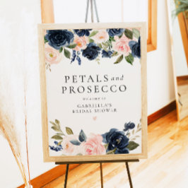 Elegant Navy  Petals & Prosecco Möhippa Poster