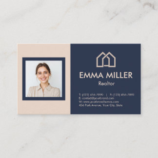 Elegant Navy Realtor Real Gods Agent Photo Visitkort