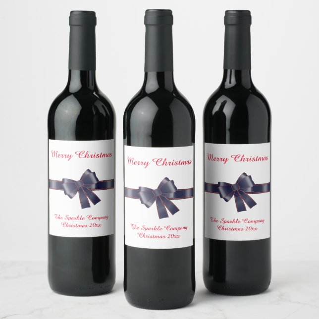 ELEGANT NAVY RED ANPASSADE VIN ETIKETT (Flaskor)