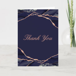 Elegant Navy Ro Gold Foil Agate Bröllop Photo Tack Kort