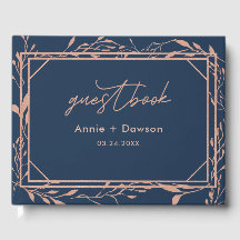 Elegant Navy & Rose Gold Blommig Bröllop