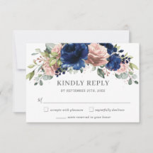 Elegant Navy Rose Gold Blush Floral Wedding