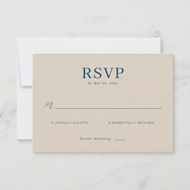 Elegant Navy RSVP Card OSA Kort (Framsida)