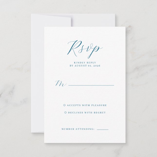 Elegant Navy RSVP Card OSA Kort (Framsida)