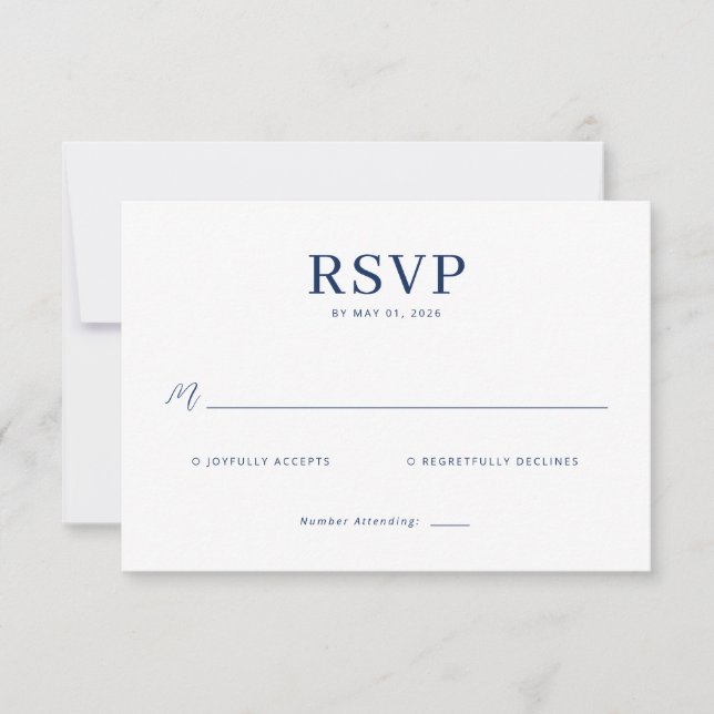 Elegant Navy RSVP-kort OSA Kort (Framsida)