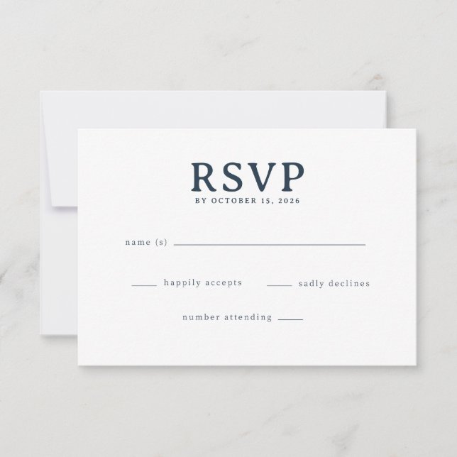 Elegant Navy RSVP-kort OSA Kort (Framsida)