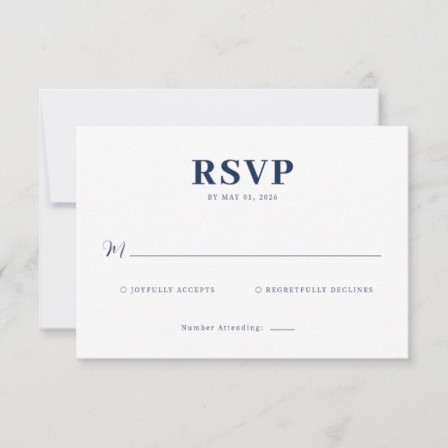 Elegant Navy RSVP-kort OSA Kort (Framsida)