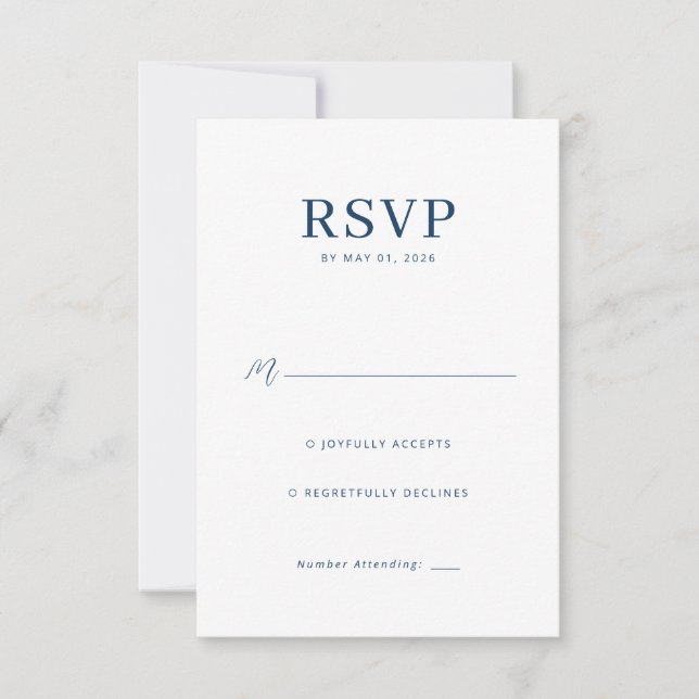 Elegant Navy RSVP-kort OSA Kort (Framsida)