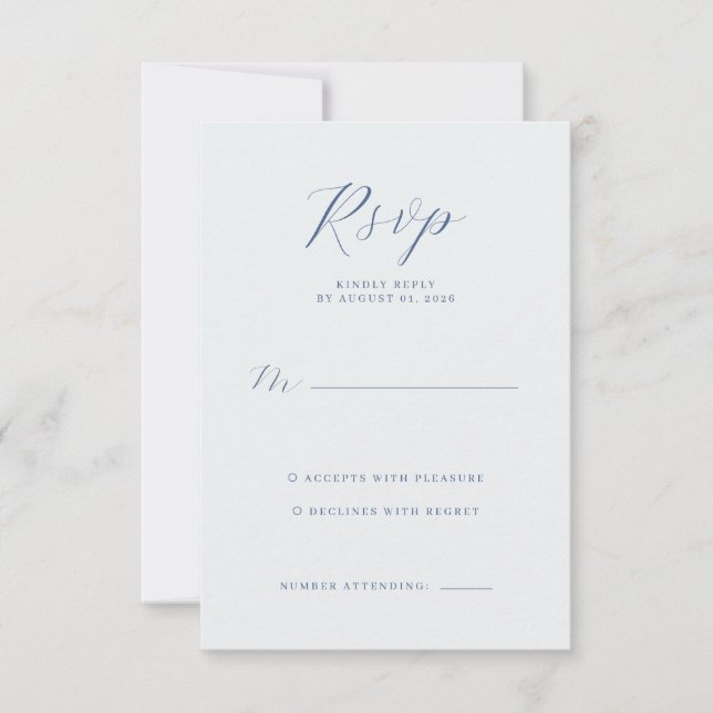 Elegant Navy RSVP-kort OSA Kort (Framsida)