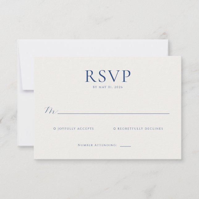 Elegant Navy RSVP-kort OSA Kort (Framsida)