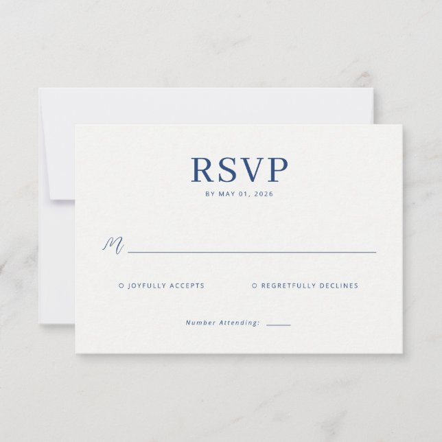 Elegant Navy RSVP-kort OSA Kort (Framsida)