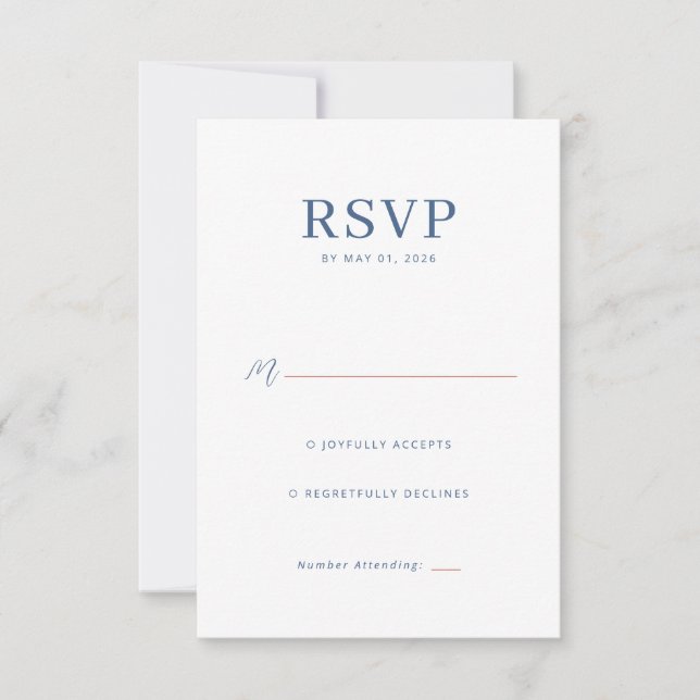 Elegant Navy RSVP-kort OSA Kort (Framsida)