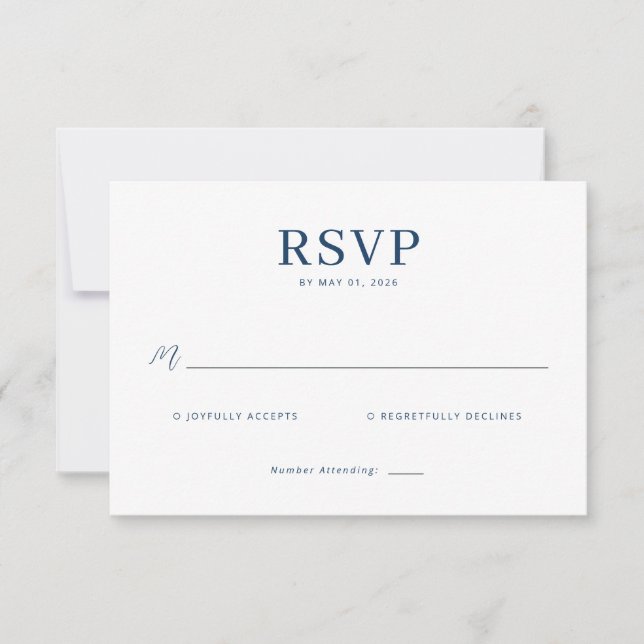 Elegant Navy RSVP-kort OSA Kort (Framsida)