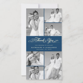 Elegant Navy Scalloped Band 6 Photo Chic Bröllop Tack Kort