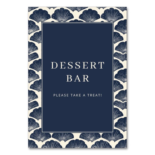 Elegant Navy Shell Motive Border Bordsnummer (Framsidan)