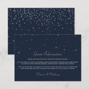 Elegant Navy & Silver Falling Stars Bröllop Detail Tilläggskort