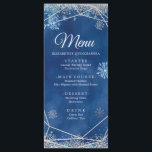 Elegant Navy Silver jul Snowflake XV Años Meny<br><div class="desc">Elegant Navy Silver jul Snowflake XV Años Menu Card</div>