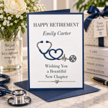 Elegant Navy Sjuksköterskepensionering Vacker Typo