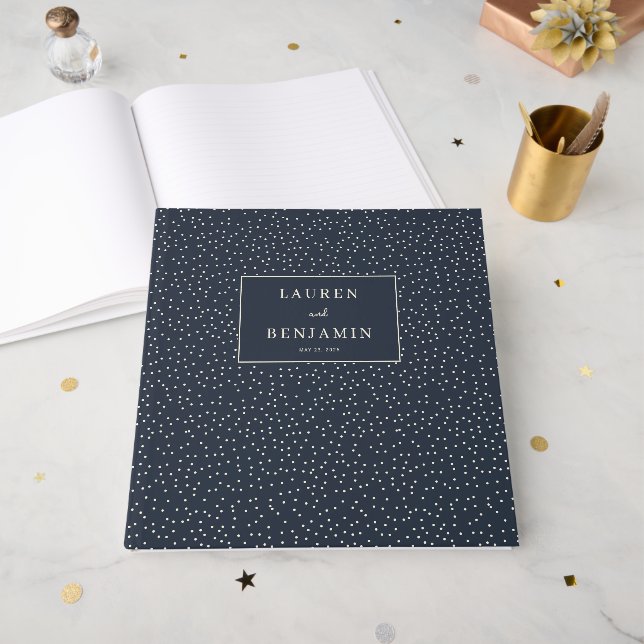 Elegant Navy Stjärnklar Natt Gästböcker (Framsidan öppen)