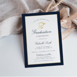 Elegant Navy & studenten ceremoni Inbjudningar