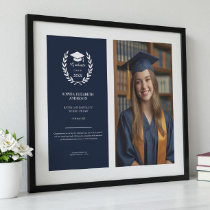 Elegant Navy Studenten Photo Achievement Ram Poster