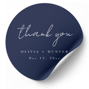 Elegant Navy Tack Wedding Favor Runt Klistermärke