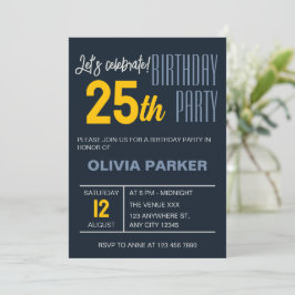 Elegant Navy Trendig Vuxen Birthday Celebration Inbjudningar