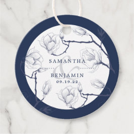 Elegant Navy & Vit Blommig Bröllop Tack Gåvor Etiketter