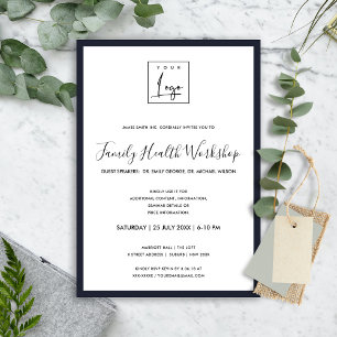 ELEGANT NAVY VIT LOGOTYP WORKSHOP EVENT MIDDAG INBJUDNINGAR
