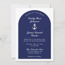 Elegant Navy & Vit Nautilus-Hemsökt Bröllop
