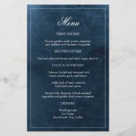 Elegant Navy Watercolor Monogram Bröllop Menu