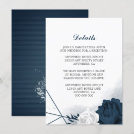Elegant Navy & White-blommor - detaljer i djurutry Tilläggskort