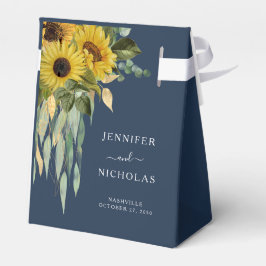 Elegant Navyblå Blommig Bröllop Presentaskar