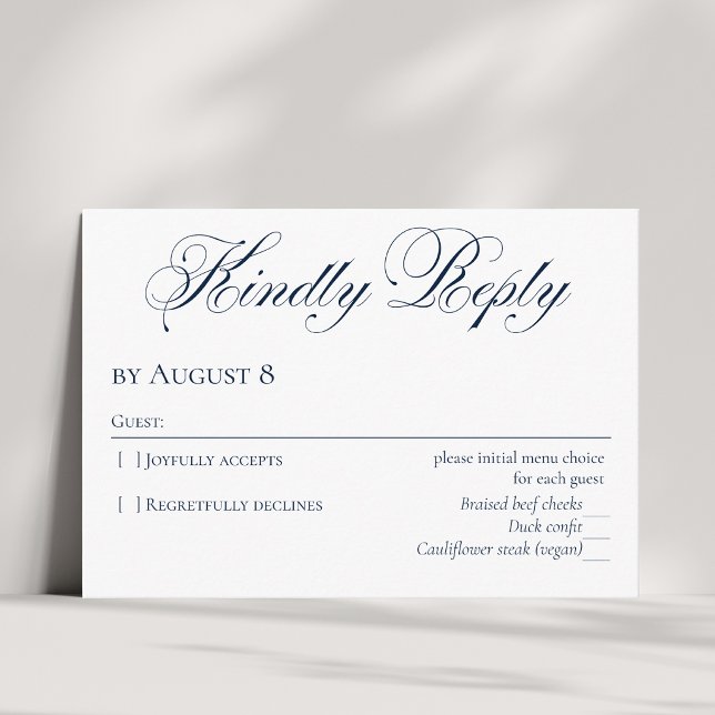 Elegant Navyblå Bröllops-RSVP-kort OSA Kort (Skapare uppladdad)