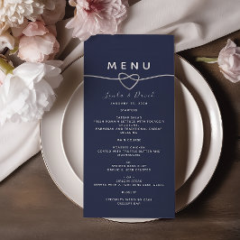 Elegant Navyblå Bröllopsmeny Meny