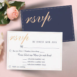 Elegant Navyblå Bröllopsmenysvar RSVP-kort OSA Kort