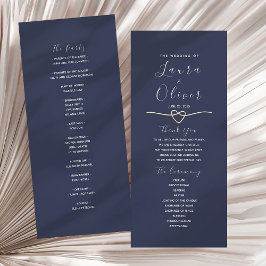 Elegant Navyblå Bröllopsprogram