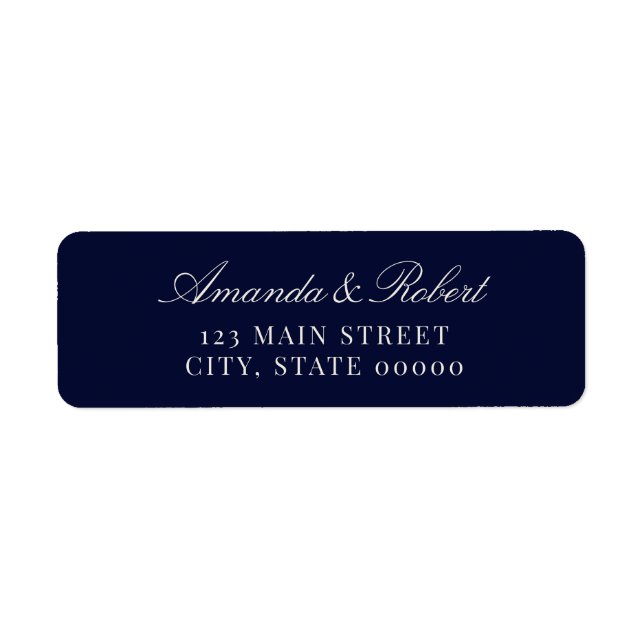 Elegant Navyblå Bröllopsreturadress Returadress Etikett (Framsidan)