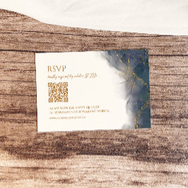 Elegant Navyblå Guldmarmor Bröllops RSVP-kort OSA Kort