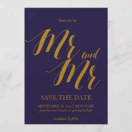 Elegant Navyblå HBTQ-Hoch Save the date Inbjudningar