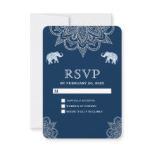 Elegant Navyblå Henna Indisk Bröllops RSVP