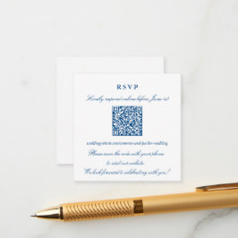 Elegant Navyblå Liten Online RSVP QR-kod Tilläggskort