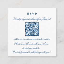 Elegant Navyblå Liten Online RSVP QR-kod Tilläggskort