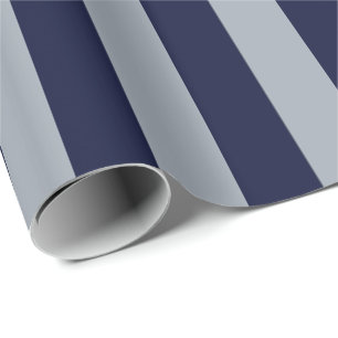 Elegant Navyblå Ljusblå Randigt Mönster Presentpapper