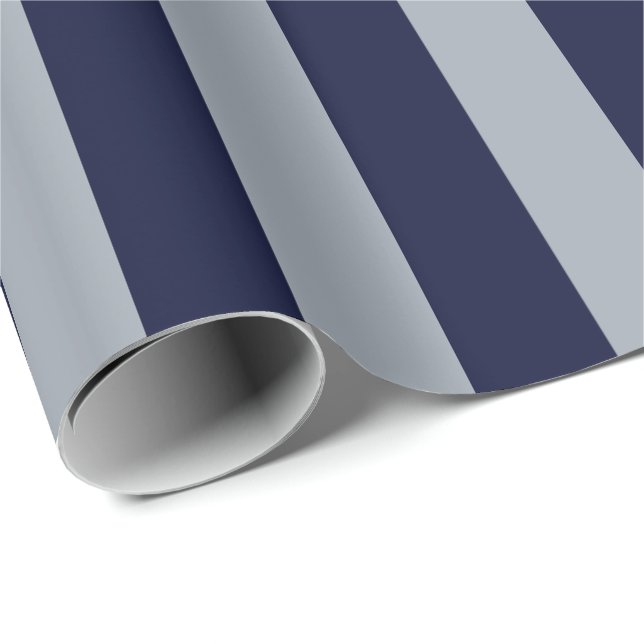 Elegant Navyblå Ljusblå Randigt Mönster Presentpapper (Rullad Hörn)