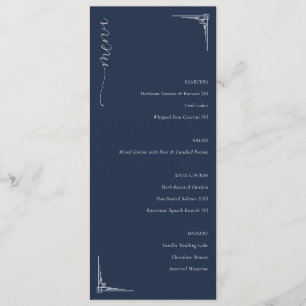 Elegant Navyblå Minimalistisk Bröllopsmeny Meny
