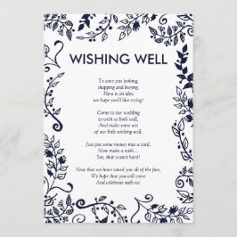 Elegant Navyblå och Vit Blommig Önskebrunn Inbjudningar