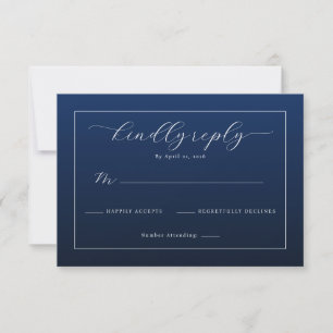 Elegant Navyblå RSVP-kort OSA Kort