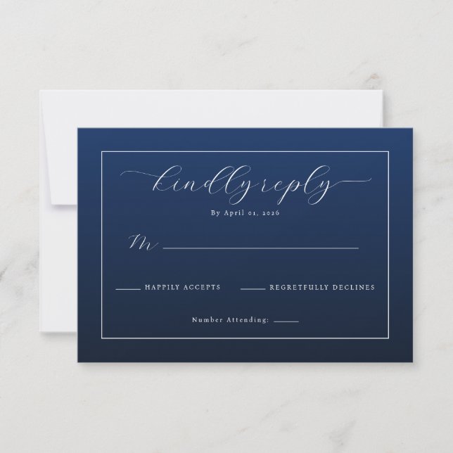 Elegant Navyblå RSVP-kort OSA Kort (Framsida)