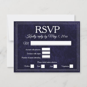 Elegant Navyblå Sammets-RSVP Bröllop OSA Kort